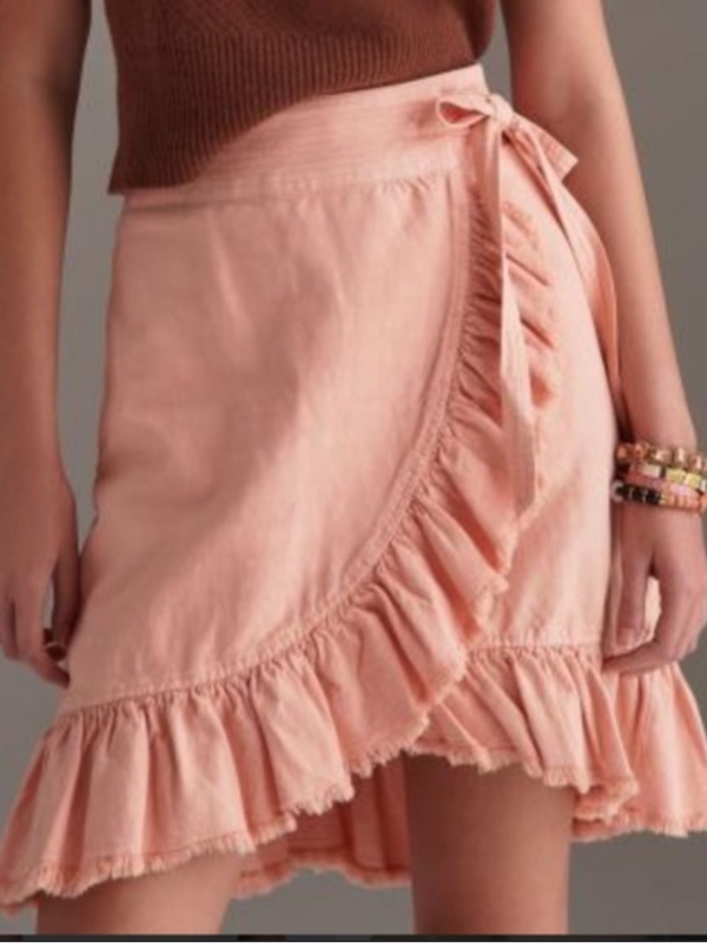 Anthropologie Pilcro NEW Pink Nettie Ruffle Tie Wrap Skirt SP